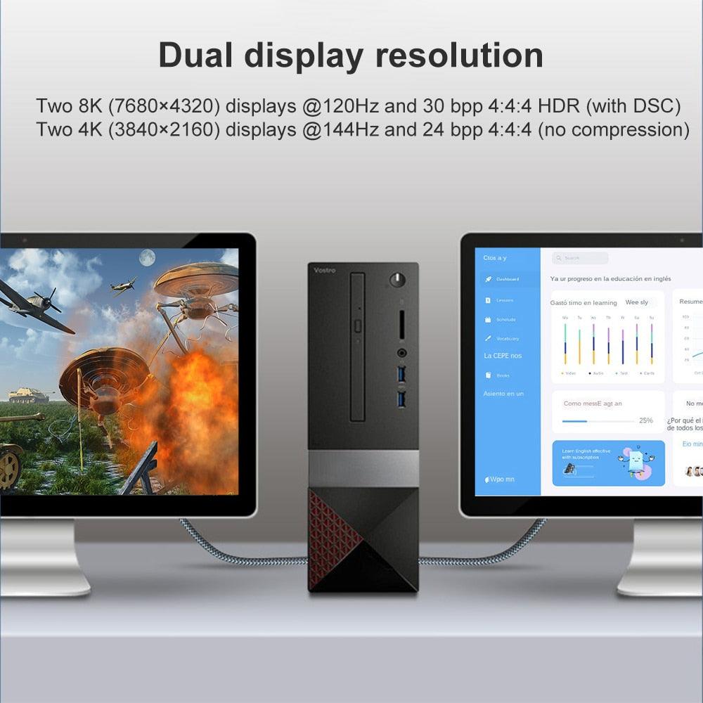 New HDR Resolution DisplayPort 2.0 Cable 16K 10K 80Gbps16K DisplayPort 2.0 Cable 10ft Supports 16K@60Hz 0K@60Hz  8K@60Hz 4K@165Hz 4K@144Hz 80Gbps Dynamic HDR  Adapter For Video PC Laptop TV Monitor