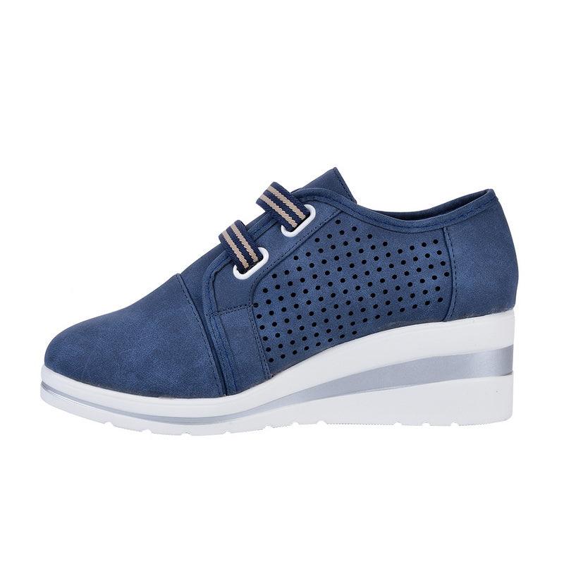 New High Heel Casual Womens Sneakers Breathable Height Increasing Shoes Air Cushion Comfortable Sneakers Women's Vulcanize Leather Shoes Luxury Walking Women Outdoor Shoes
