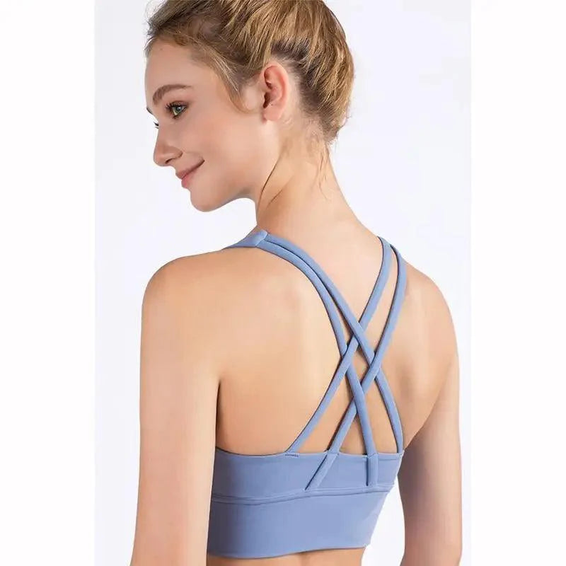 New High Quality Fabric Nylon Breathable Women Yoga Tops Bra Solid Color And Sports Wear Outdoor Exercise Clothes For Ladies