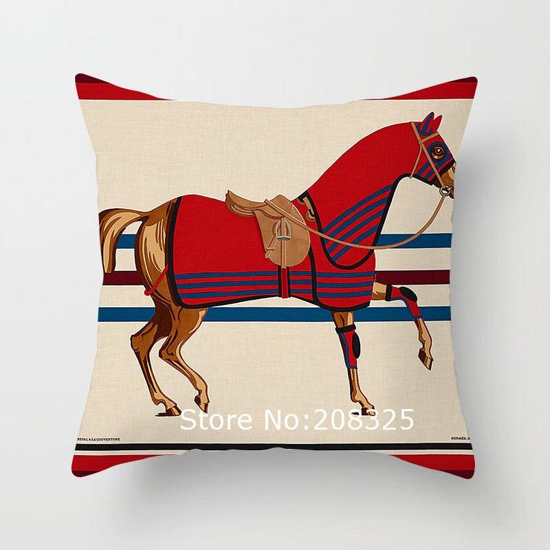 New Horse Cushion Cover Short Plus Luxury Horse Cotton Linen Decorative Pillowcase Cushion Decorative Pillows  Covers for Home Sofa Couch Car Bedrooms 45x45cm