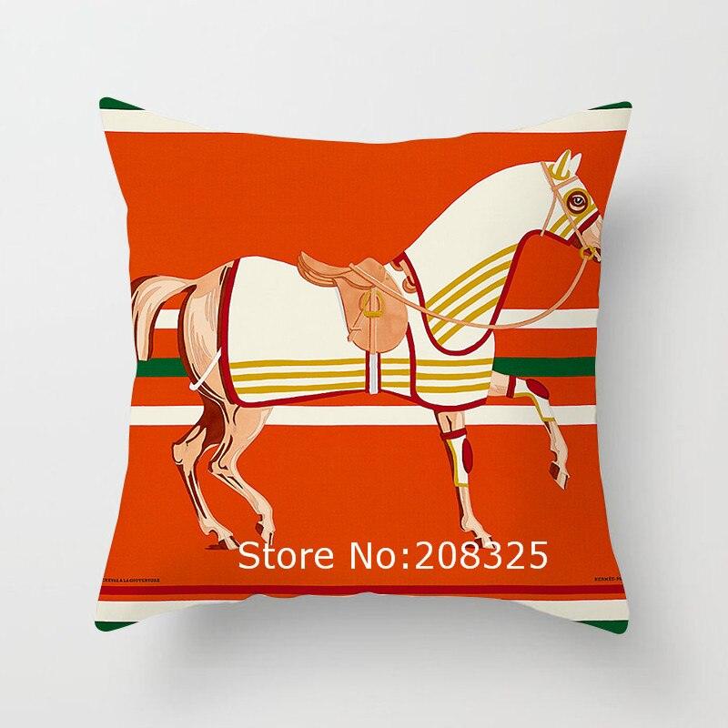 New Horse Cushion Cover Short Plus Luxury Horse Cotton Linen Decorative Pillowcase Cushion Decorative Pillows  Covers for Home Sofa Couch Car Bedrooms 45x45cm
