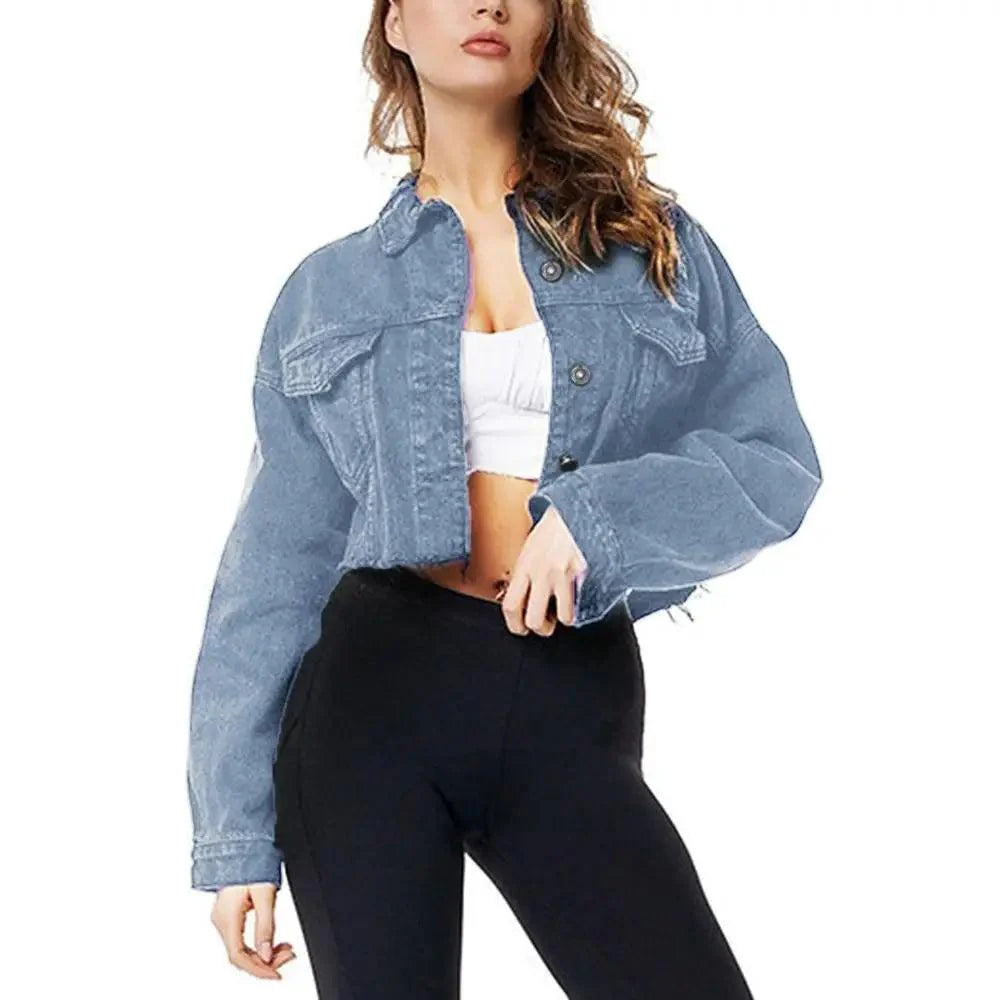 New Incredible Spring Women Sexy Ripped Denim Jackets Vintage Casual Short Jean Jacket Puff Sleeve Winter Female Coat Streetwear