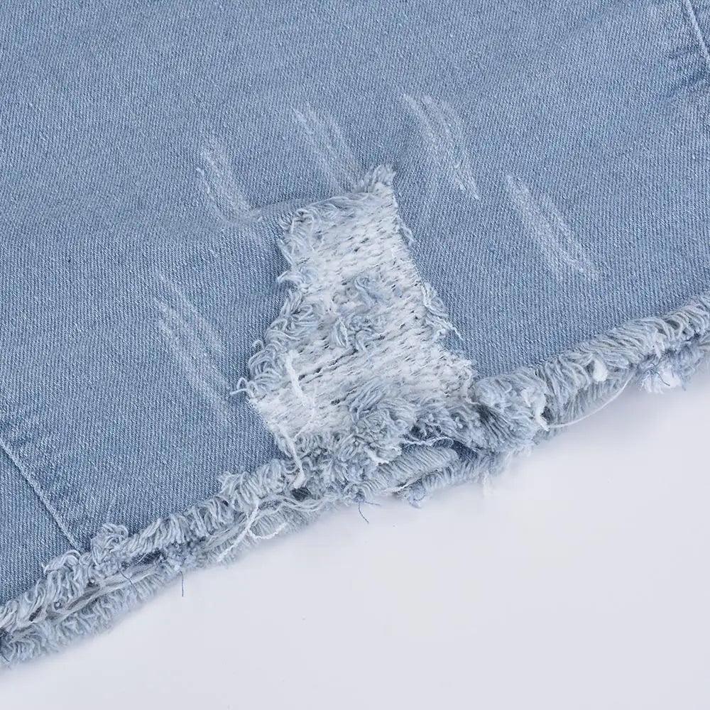 New Incredible Spring Women Sexy Ripped Denim Jackets Vintage Casual Short Jean Jacket Puff Sleeve Winter Female Coat Streetwear