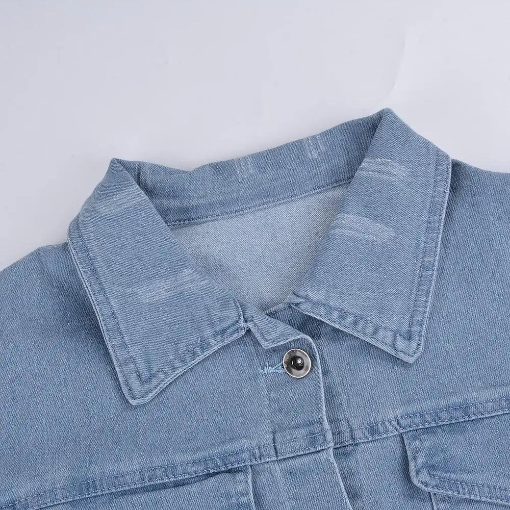 New Incredible Spring Women Sexy Ripped Denim Jackets Vintage Casual Short Jean Jacket Puff Sleeve Winter Female Coat Streetwear