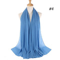 New Long Solid Colorful Soft Chiffon Hijab Elegant Scarf Wrap Lightweight Islamic Head Wear Escharpe Shawls Headband Stole Muslim Hijabs Wrap Headscarf Scarves Colors For Women