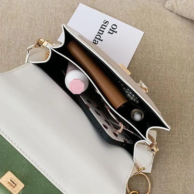 New Look Contrast Color Scrub Leather Crossbody Bags For Women And Girls Simple Chain Shoulder Bag , Purses And Handbags For Ladies