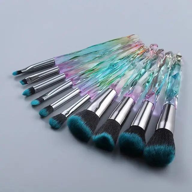 New Luxury Cosmic Color New Luxury Crystal Makeup Brushes Powder Foundation Eyeshadow Eyebrow Cosmetics for Face Fan Make Up Brush Set