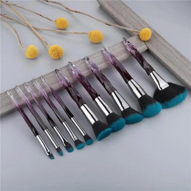 New Luxury Cosmic Color New Luxury Crystal Makeup Brushes Powder Foundation Eyeshadow Eyebrow Cosmetics for Face Fan Make Up Brush Set