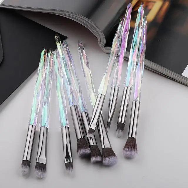 New Luxury Cosmic Color New Luxury Crystal Makeup Brushes Powder Foundation Eyeshadow Eyebrow Cosmetics for Face Fan Make Up Brush Set