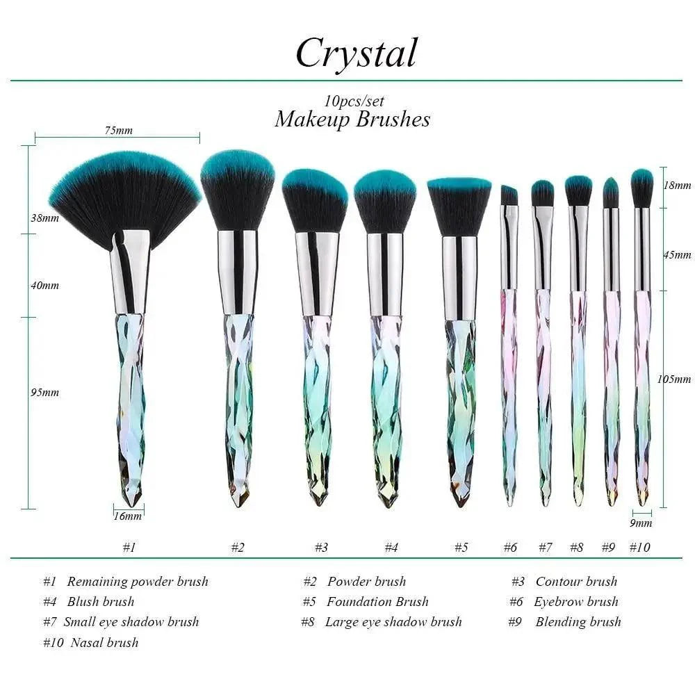 New Luxury Cosmic Color New Luxury Crystal Makeup Brushes Powder Foundation Eyeshadow Eyebrow Cosmetics for Face Fan Make Up Brush Set