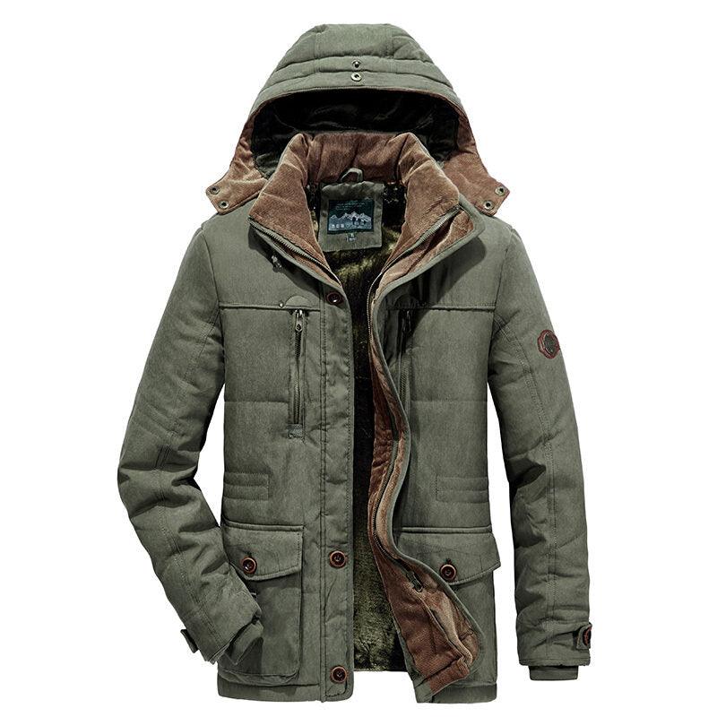 New Men's Thick Warm Waterproof Jacket Hooded Men Outdoor Jacket Men's Thick Casual Hooded Solid Color Outdoor Jacket Winter Cotton Jacket Men's Jacket With Multi-Pockets