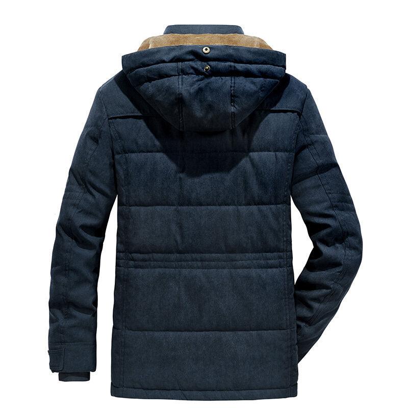 New Men's Thick Warm Waterproof Jacket Hooded Men Outdoor Jacket Men's Thick Casual Hooded Solid Color Outdoor Jacket Winter Cotton Jacket Men's Jacket With Multi-Pockets