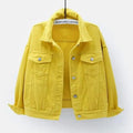 New Stunning Women's Plus Size Denim Jacket Spring Autumn Short Coat Pink Jean Jackets Casual Tops Purple Yellow White Loose Outerwear