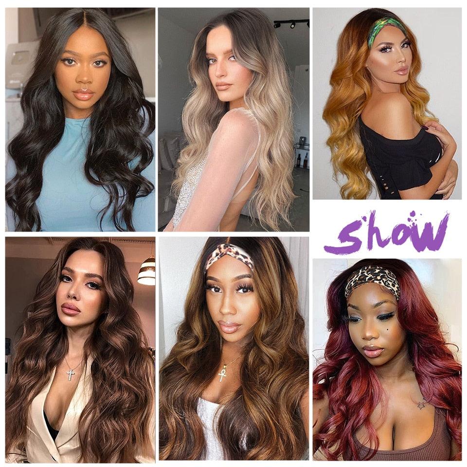 Long Body Wave Black Wig Synthetic Wigs for Black Women Middle Part Brown Red Pink Purple Cosplay Hair Wigs For Black Women Cosplay Wigs For Women