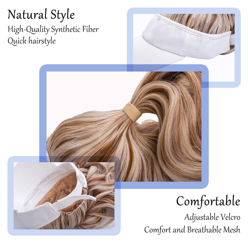 Ponytail Extension Cap hair Synthetic Wig Curly Wavy Wigs with Visor Hat hair Wigs for Women Hat Baseball Wigs For Black Women Cosplay Wigs For Women