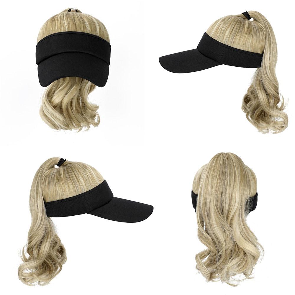Ponytail Extension Cap hair Synthetic Wig Curly Wavy Wigs with Visor Hat hair Wigs for Women Hat Baseball Wigs For Black Women Cosplay Wigs For Women