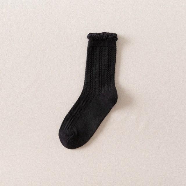 Ruffle Frilly Socks Kawaii Cotton Socks Cute Women Solid Color Warm Winter Running Cycling Climbing Unisex socks For Men And Women