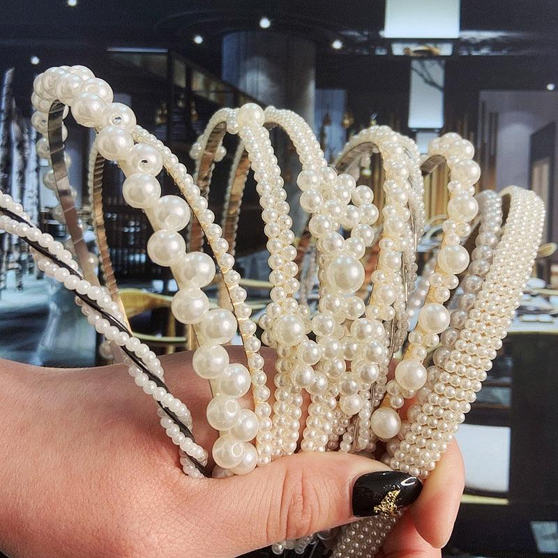 Simulation Pearl Hairbands Women Hair Accessories Korean Handmade Bow Flower Hoops Headband Wedding Ornaments Gorgeous Hair Accessories For Women