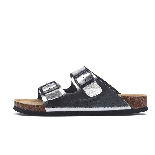 New Summer Beach Slippers Casual Double Buckle Non-slip Clogs Slides Women Slip On Flip Flop Women's Comfort Slides Double Buckle Adjustable EVA Flat Sandals