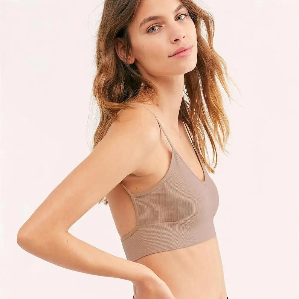 New Trendy Open Back Bra Seamless Brassiere, Comfortable Top Women Wire free Low Back Underwear No Pad Unlined Backless Bra