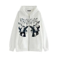 New Trendy Vintage Hip Hop Streetwear Women Hoodies Angel Dark Print Zipper Jacket Coat Hooded Top Clothes Men Women Punk Outwear