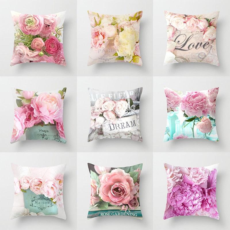 New Velvet Cushion Cover Pillowcase Colorful Flower Cushion Sunflower Rose Mediterranean Pillow Case Decor Sofa Throw Pillows Room 45x45CM