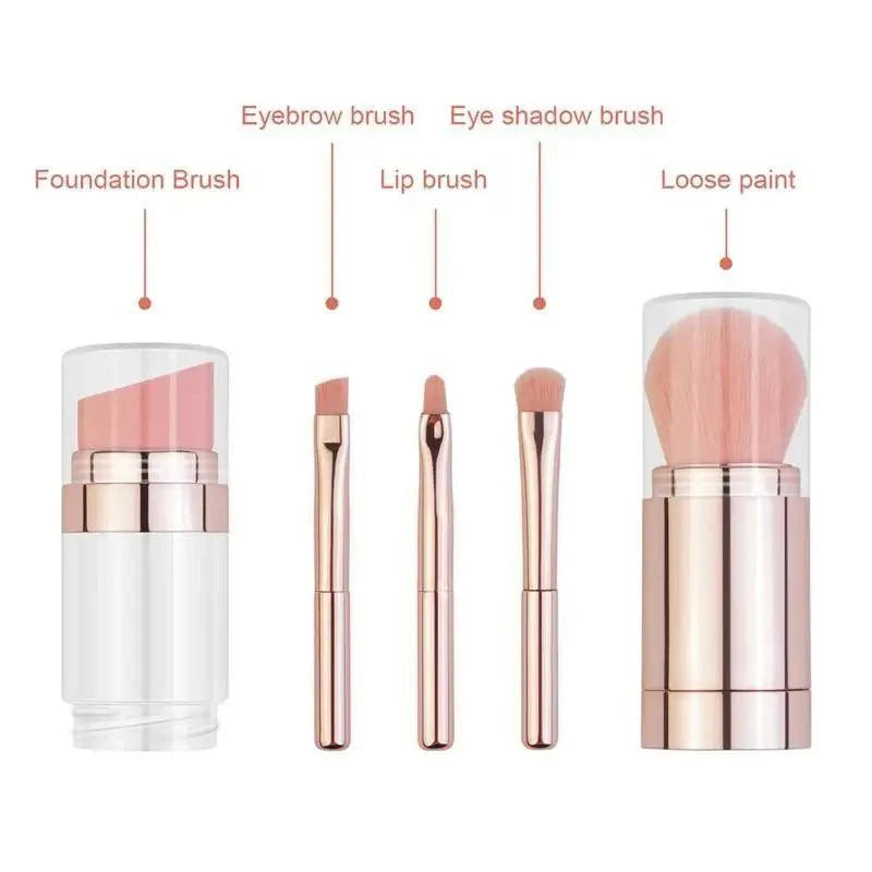 New Vintage Style 4 In 1 Makeup Brushes For Foundation, Eyebrow Shadow, Eyeliner Blush Powder, Brush Cosmetic And Concealer Professional Makeup Brush