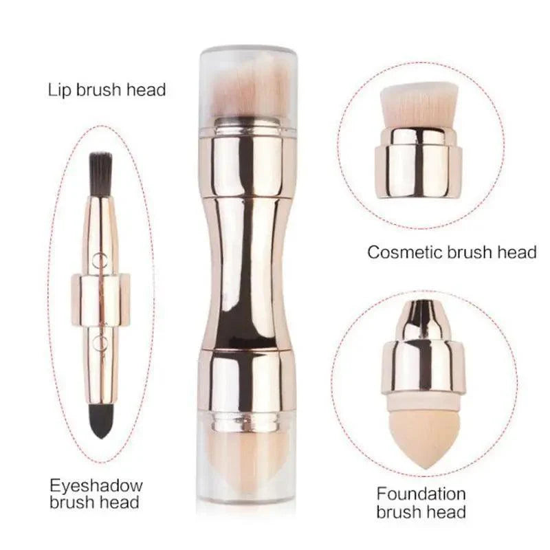 New Vintage Style 4 In 1 Makeup Brushes For Foundation, Eyebrow Shadow, Eyeliner Blush Powder, Brush Cosmetic And Concealer Professional Makeup Brush