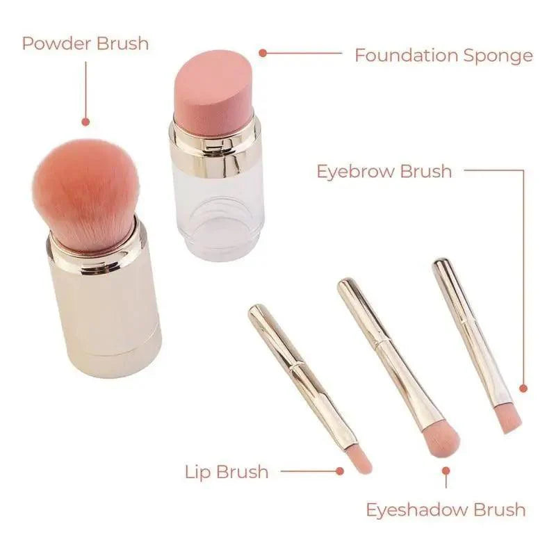 New Vintage Style 4 In 1 Makeup Brushes For Foundation, Eyebrow Shadow, Eyeliner Blush Powder, Brush Cosmetic And Concealer Professional Makeup Brush