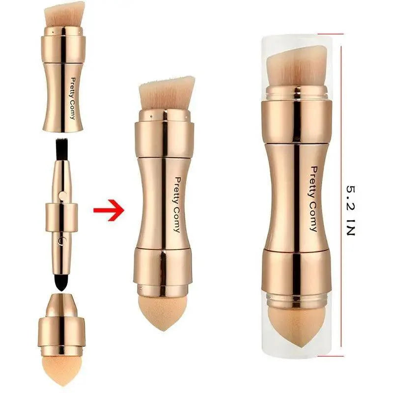 New Vintage Style 4 In 1 Makeup Brushes For Foundation, Eyebrow Shadow, Eyeliner Blush Powder, Brush Cosmetic And Concealer Professional Makeup Brush