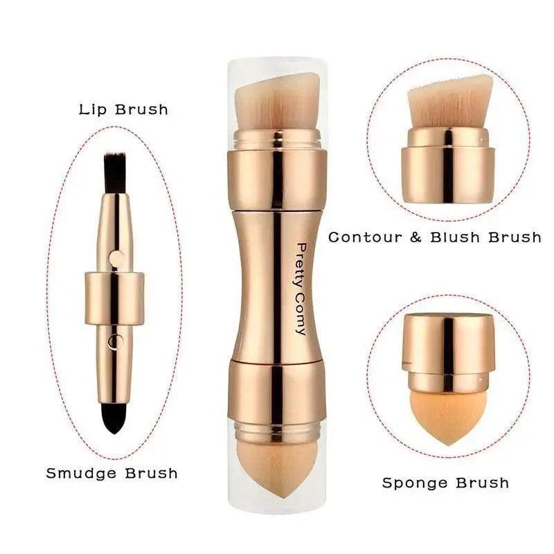 New Vintage Style 4 In 1 Makeup Brushes For Foundation, Eyebrow Shadow, Eyeliner Blush Powder, Brush Cosmetic And Concealer Professional Makeup Brush