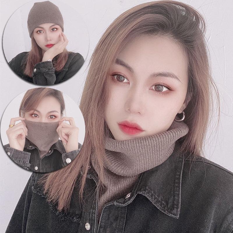 New Winter Autumn Solid Color Soft Cashmere Knit Ring Scarves Neck Warmer Elastic Neck Gaiter Head Wrap Headwear Comfort Collar Female Winter One Loop Scarf For Women
