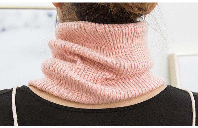 New Winter Autumn Solid Color Soft Cashmere Knit Ring Scarves Neck Warmer Elastic Neck Gaiter Head Wrap Headwear Comfort Collar Female Winter One Loop Scarf For Women