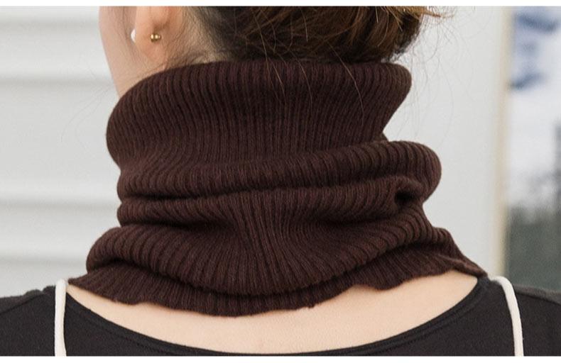 New Winter Autumn Solid Color Soft Cashmere Knit Ring Scarves Neck Warmer Elastic Neck Gaiter Head Wrap Headwear Comfort Collar Female Winter One Loop Scarf For Women