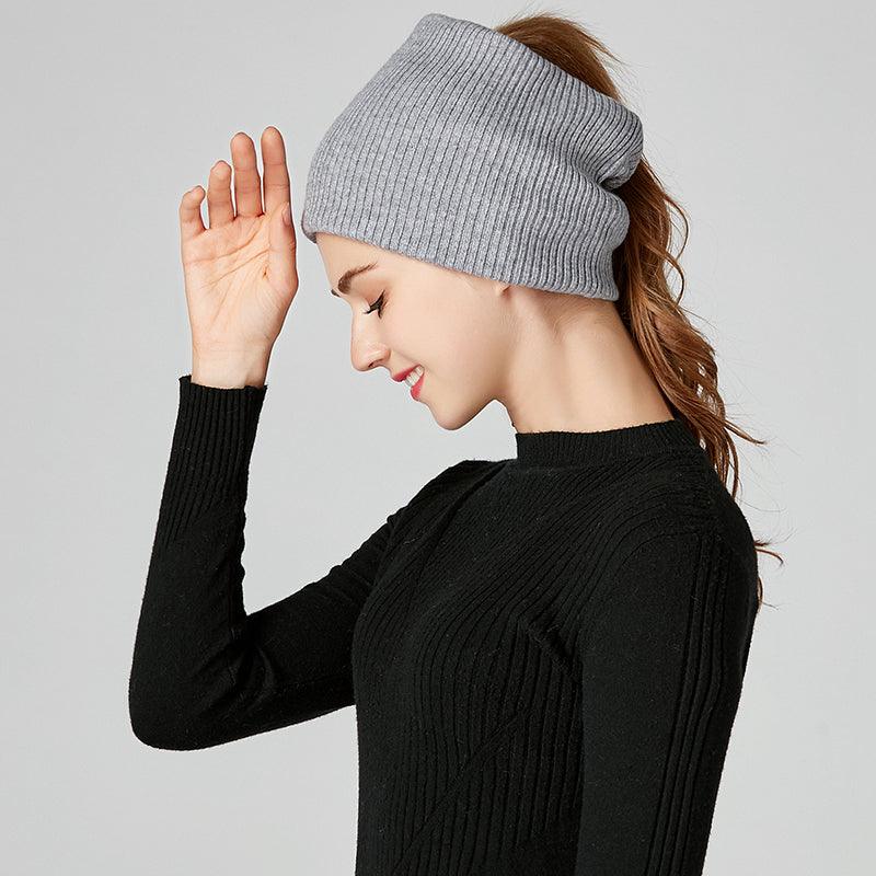 New Winter Autumn Solid Color Soft Cashmere Knit Ring Scarves Neck Warmer Elastic Neck Gaiter Head Wrap Headwear Comfort Collar Female Winter One Loop Scarf For Women
