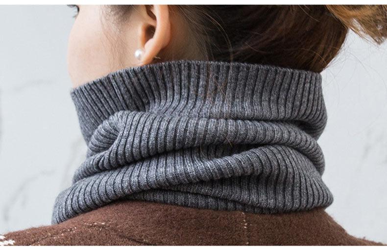 New Winter Autumn Solid Color Soft Cashmere Knit Ring Scarves Neck Warmer Elastic Neck Gaiter Head Wrap Headwear Comfort Collar Female Winter One Loop Scarf For Women
