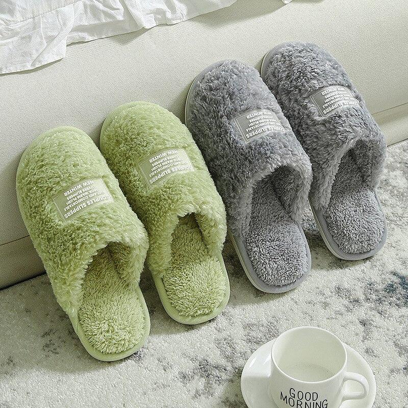 New Winter Men And Women Slippers Indoor Home Warm Plush Non-Slip Wear-Resistant Soft-Soled Couple Cotton House Slippers Memory Foam Slippers Scuff Outdoor Indoor Warm Plush Bedroom Shoes