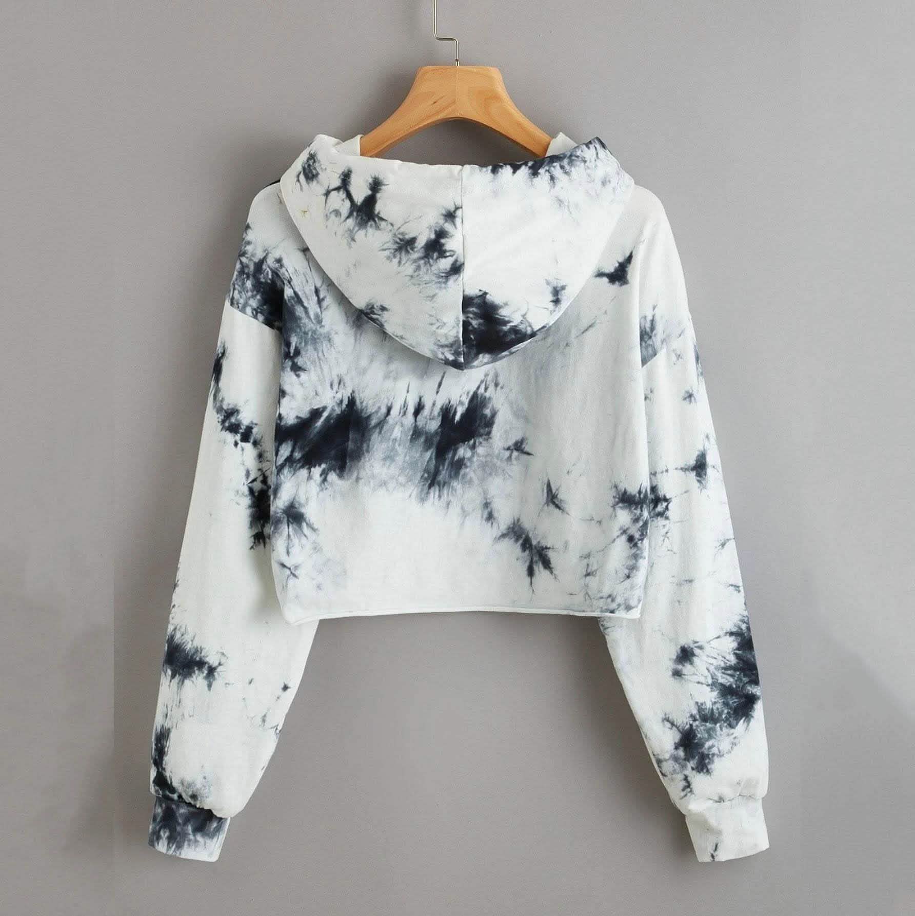 New York Graphic Tie-Dye Cropped Hoodie