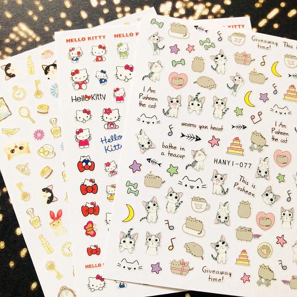 Newest Cats 3D Nail Art Sticker Decal Template Nail Tool Decorations Cute Nail Stickers for Kids and Little Girls Sheets Self Adhesive Nail Art Stickers 3D Animal Nail Decals Nail Art Decoration Set Including Cat Dog Strawberry Bear Chick Bunny Pat