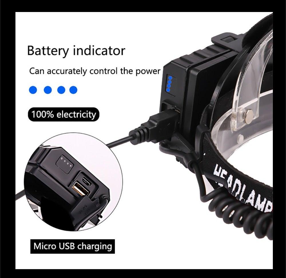 Newest  Waterproof XHP199 16-Core Super Bright Powerful Lantern Headlamp XHP110 LED USB  Flashlight XHP50 Headlight Rechargeable 18650 Zoom Torch Light