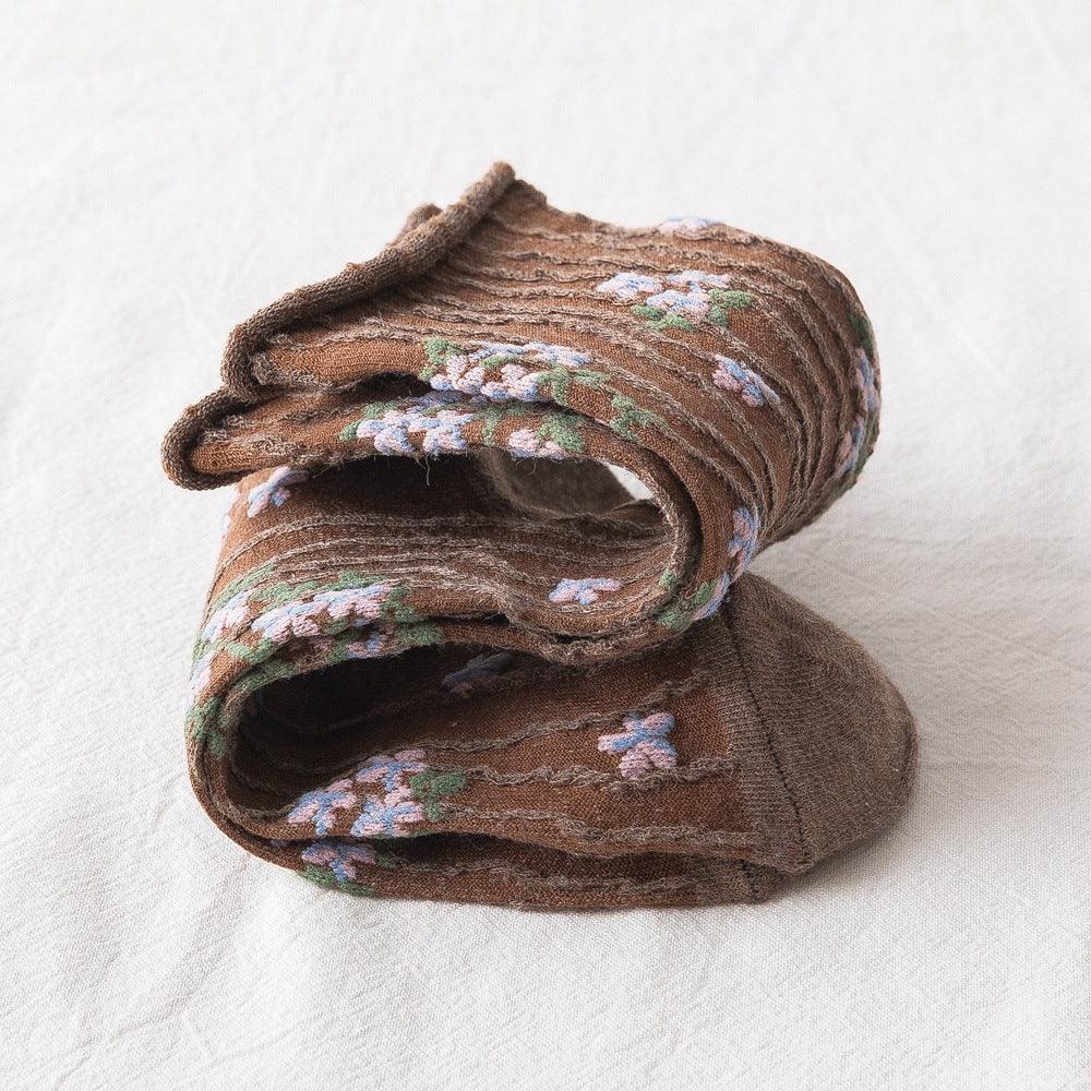 News Fashion Floral Print Women's Socks Harajuku Vintage Streetwear Crew Socks Kawaii Cute Cotton Long Sock Winter Warm Socks For Men And Women