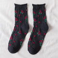 News Fashion Floral Print Women's Socks Harajuku Vintage Streetwear Crew Socks Kawaii Cute Cotton Long Sock Winter Warm Socks For Men And Women