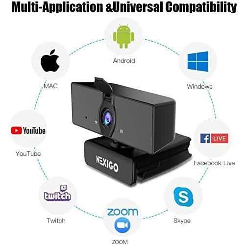 USB FHD Web Computer Camera with Dual Microphone & Privacy Cover