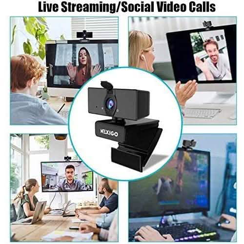USB FHD Web Computer Camera with Dual Microphone & Privacy Cover