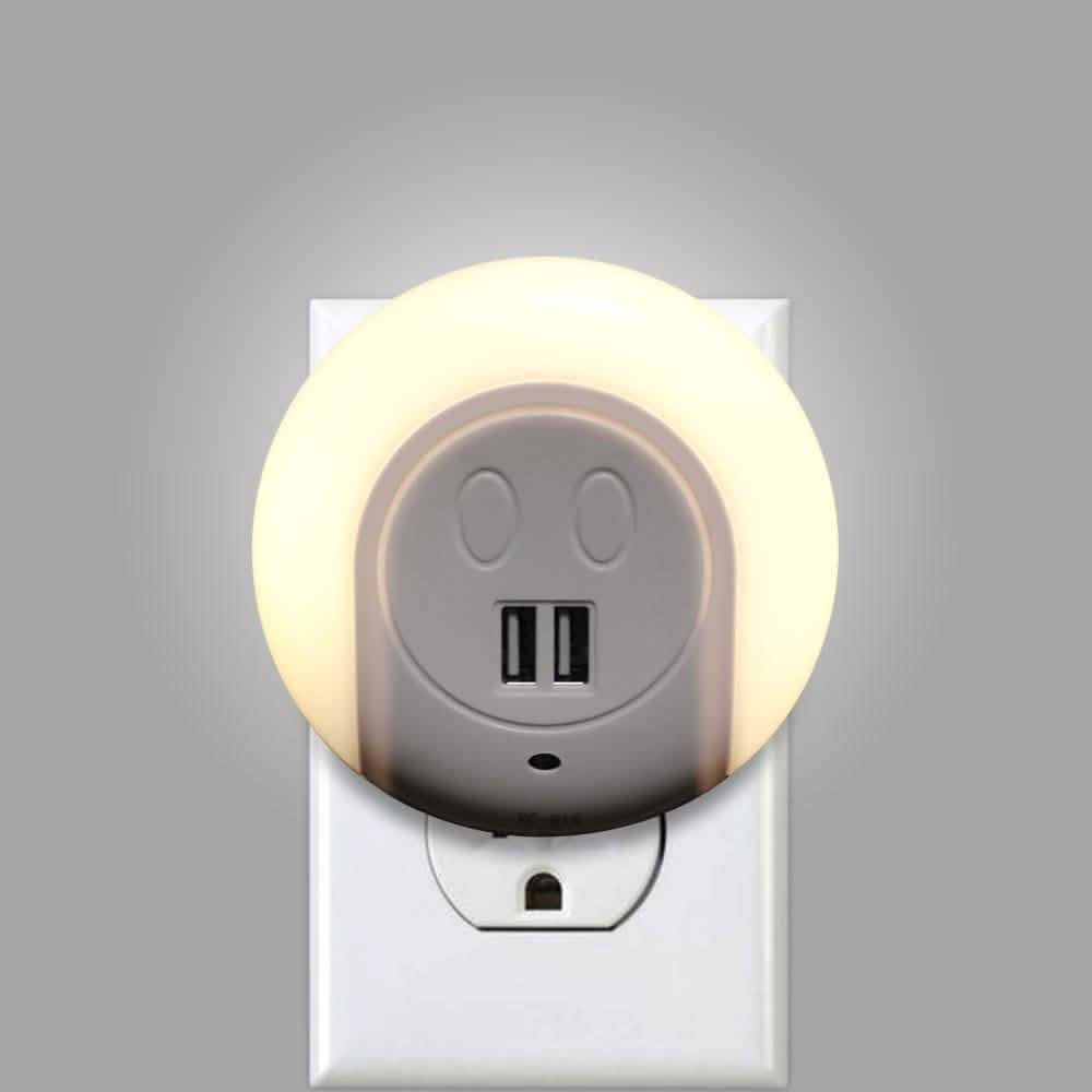 Night Light With 2 USB Ports