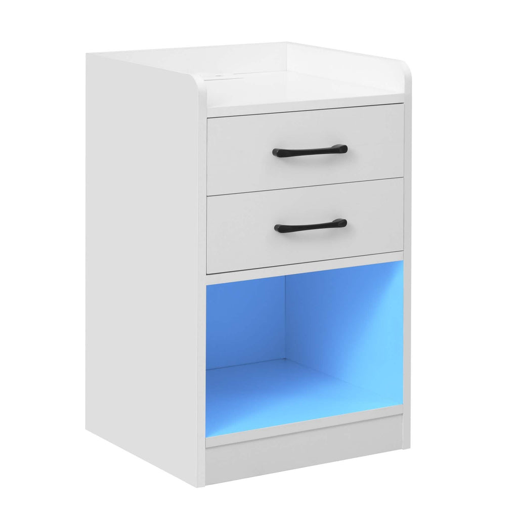 Nightstand with Charging Station and LED Lights