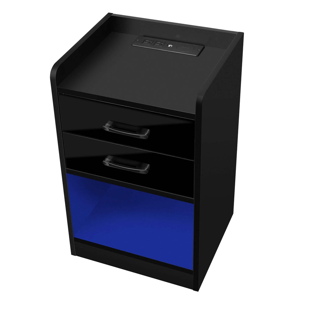 Nightstand with Charging Station and LED Lights