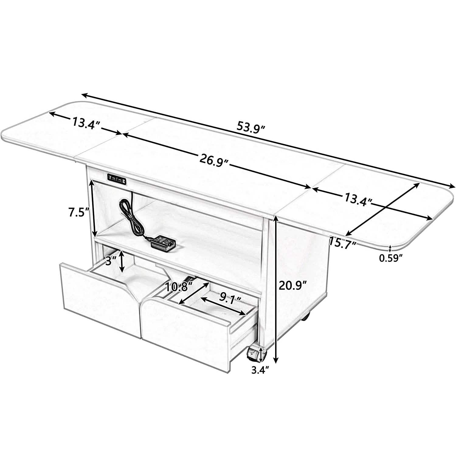 Nightstand with USB Port and Foldable Tabletop