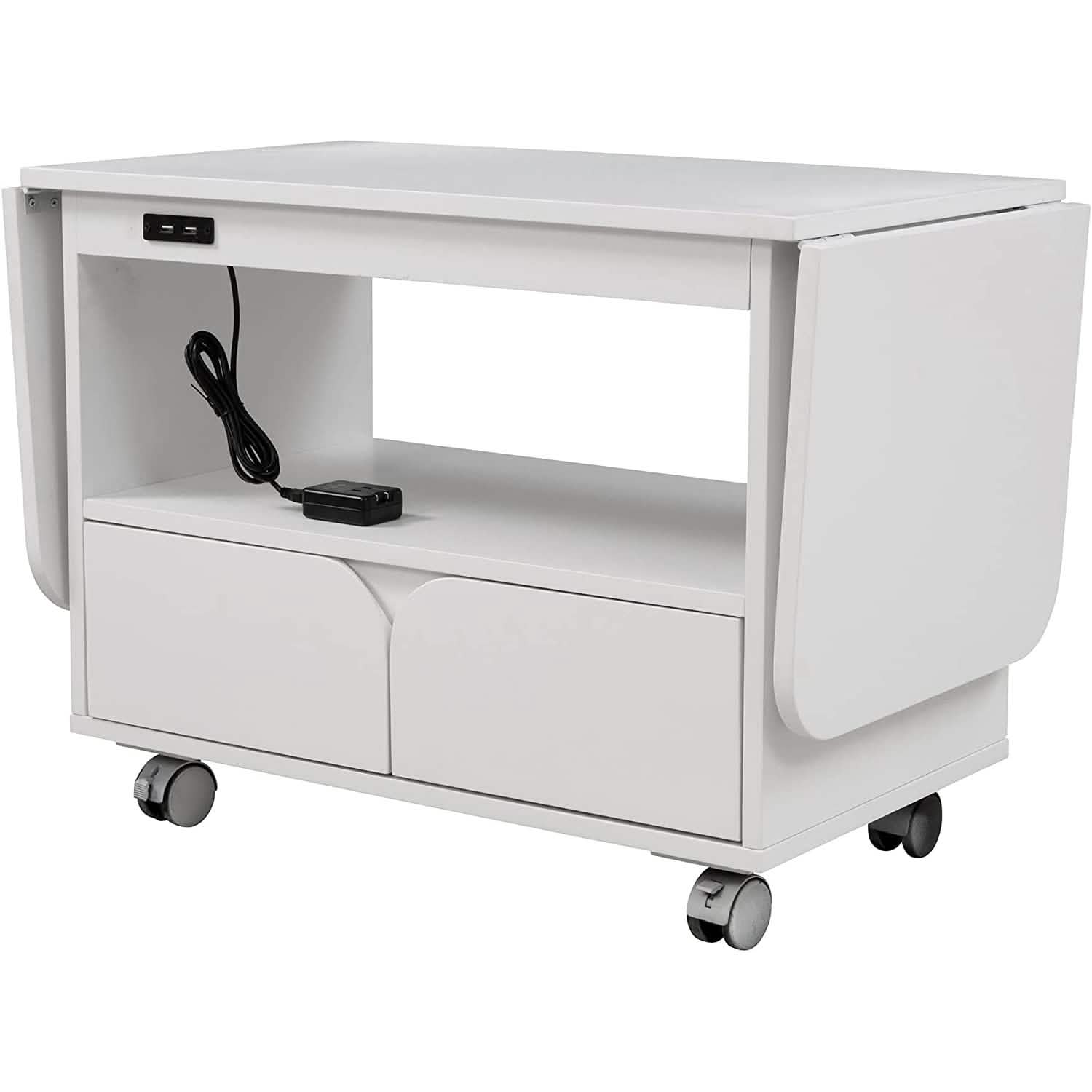 Nightstand with USB Port and Foldable Tabletop