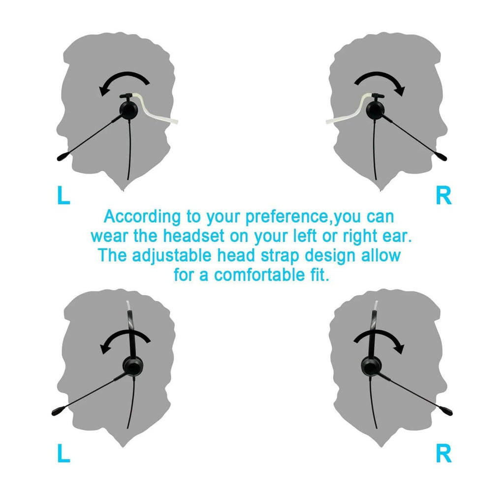 Noise Canceling Headset Convertible RJ9 Earphone with Microphone Adaptor